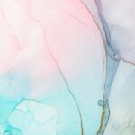 Türkis-rosa Aquarell mit fließenden Farben