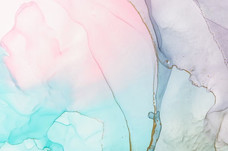 Türkis-rosa Aquarell mit fließenden Farben